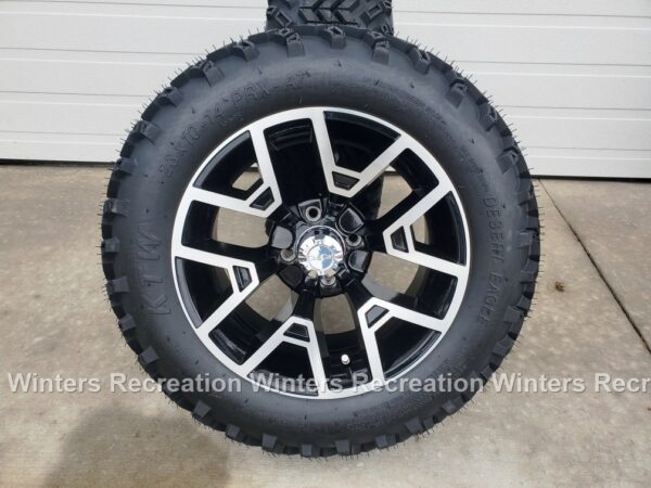 COMPLETE SET! 14" Atlas Gloss Black With 23" Desert Eagle Tire Wheel Assembly With Club Car Center Cap Set - Image 4