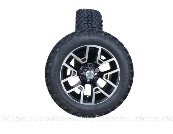 COMPLETE SET! 14" Atlas Gloss Black With 23" Desert Eagle Tire Wheel Assembly With Club Car Center Cap Set