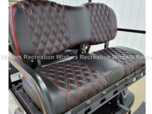 Rear Seat Cover Assembly, Black with Black Double Diamond Tuck with Red Stitching & Piping