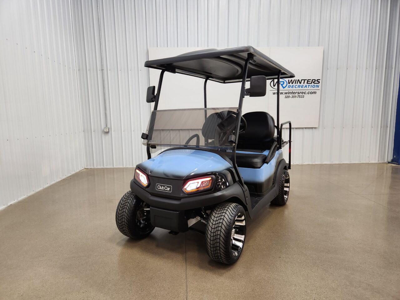 2020 Club Car Tempo Electric STREET READY Golf Cart, Tar Heel Blue & Black Diamond